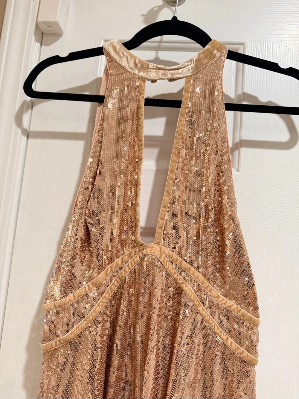 Free People Rose Gold Sequin Halter Mini Dress - Picture 2 of 6
